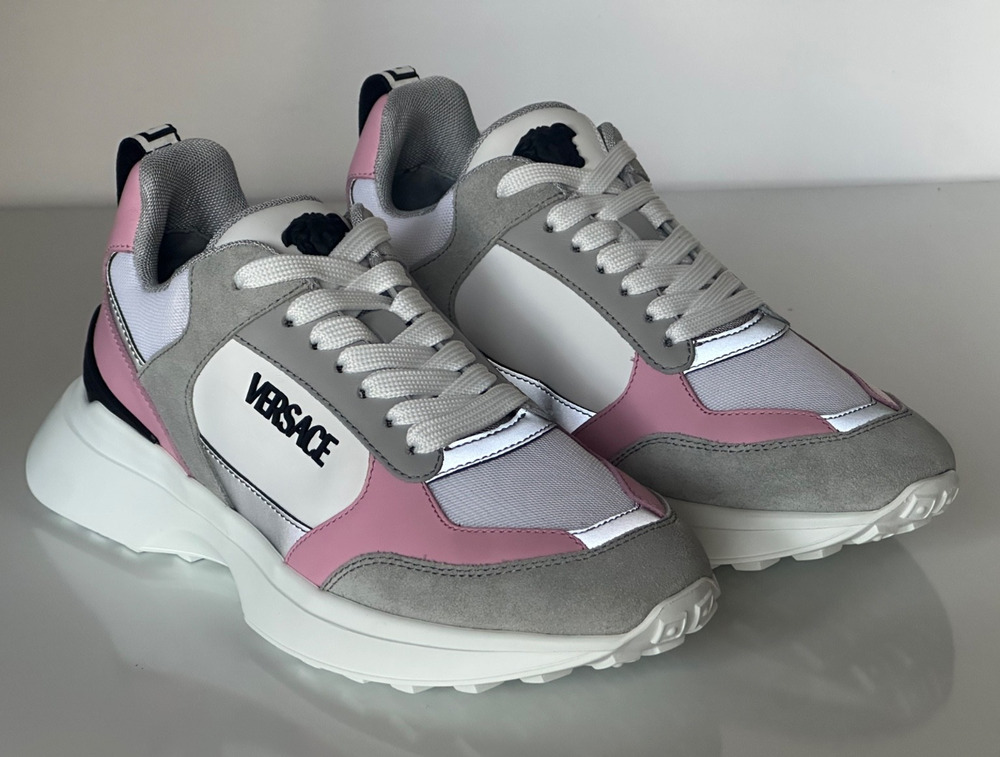 Versace Low Top Women's Candy Pink & White Sneakers 9 US (39) 1011941 Italy NIB